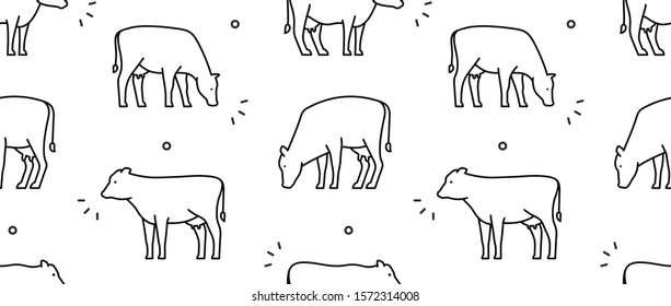 Seamless pattern with Cows. isolated on white background