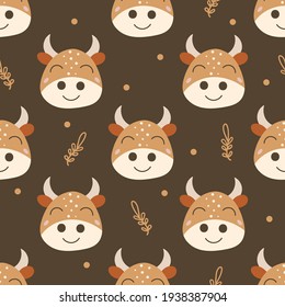 Seamless pattern with cows. Vector illustration.