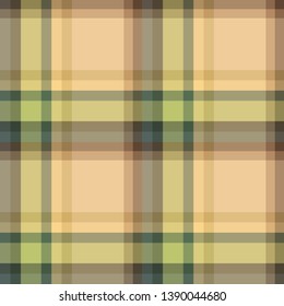  Seamless pattern in cozy beige, green, grey and brown colors for plaid, fabric, textile, clothes, tablecloth and other things. Vector image.
