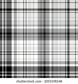 Seamless pattern in cozy black, white and gray colors for plaid, fabric, textile, clothes, tablecloth and other things. Vector image. 