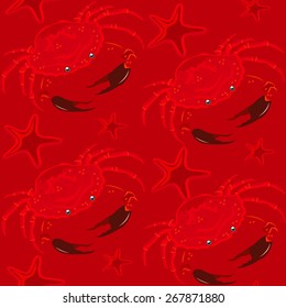 seamless pattern.red Crab.