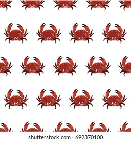 Seamless pattern with crab in cartoon style. Image for wrapping paper. Vector illustration