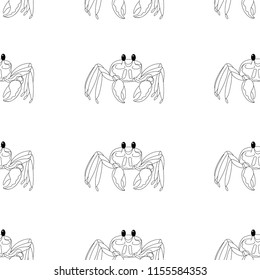 Seamless pattern of crab. Sea crab wallpaper. Coloring book. Hand drawing in cartoon style. Vector illustration for children. White background.