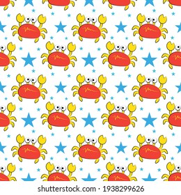 Seamless pattern crab, vector illustration.