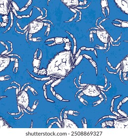 Seamless pattern of a crabs background elements. For swimming wear.