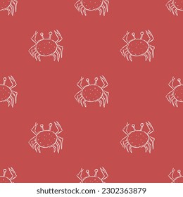 Seamless pattern with crabs. Doodle vector background with crab icons. Vintage crab pattern