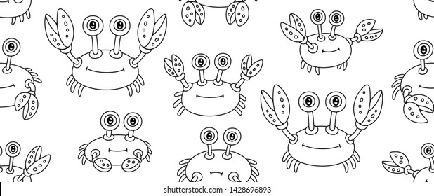 Seamless Pattern with Crabs. isolated on white background