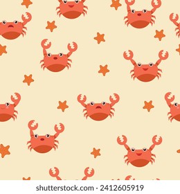 Seamless pattern of crabs in vector backgrounds, fabrics, wallpapers, wrappers, backdrops, etc