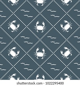 Seamless pattern with crabs and waves. Design for banner and print.