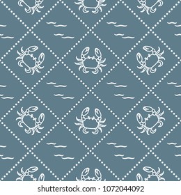 Seamless pattern with crabs and waves. Design for banner and print.