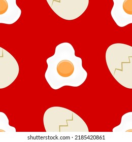 Seamless pattern of cracked and fried egg for wallpaper, textile, backdrop, and wrapping paper