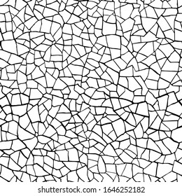  Seamless pattern.The cracks texture white and black. Vector background. For design and decorate path, wall, backdrop. Endless  stone texture.Broken glass