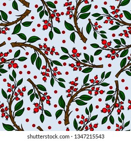 Seamless pattern with cranberries