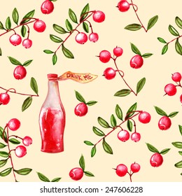 Seamless pattern with cranberries. Ready to use - just drag and drop to your swatch panel.