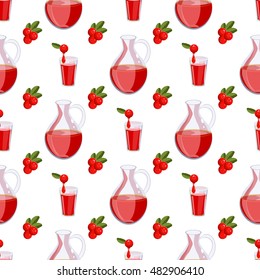 Seamless pattern with cranberry red berry food natural organic textured. Gift wrapping cranberry paper and other seamless cranberry background leaf nature vector. Ripe berry natural fresh diet food.