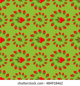 Seamless pattern with cranberry red berry food natural organic textured. Gift wrapping cranberry paper and other seamless cranberry background leaf nature vector. Ripe berry natural fresh diet food.