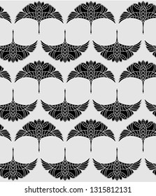 Seamless pattern with cranes and storks