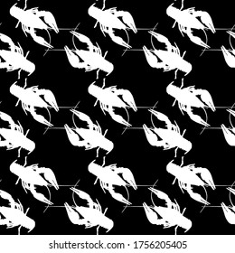 Seamless pattern with crayfish. Endless crawfish background. Vector illustration.