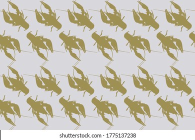 Seamless pattern with crayfish. Endless crawfish background. Vector illustration.