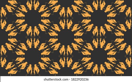 Seamless pattern with crayfish. Endless crawfish background. Vector illustration.