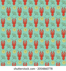 Seamless pattern crayfish food vector