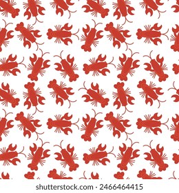 Seamless pattern with crayfish - hand drawn vector illustration.