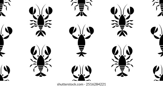 Seamless pattern with Crayfish. isolated on white background