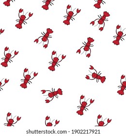 Seamless pattern with crayfish. Summer pattern for textile, fabric, Web, wear, clothes and other designs.
