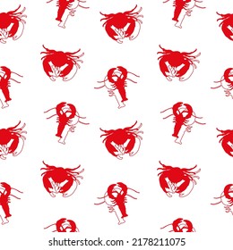 Seamless pattern with crayfish. Vector illustration.