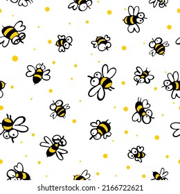 Seamless pattern with crazy bees