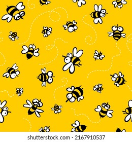 Seamless pattern with crazy bees