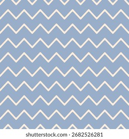 Seamless pattern with cream rounded zigzag lines on a dusty blue background. A soft and calm design perfect for clean, minimal applications in textiles, packaging, and digital uses.