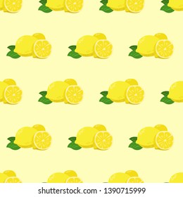 Seamless pattern created by lemons set to background