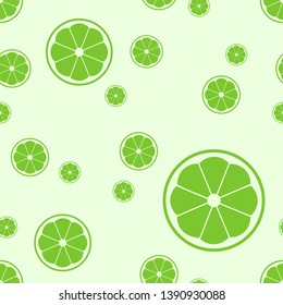 Seamless pattern created by limes sliced set to background