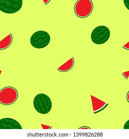 Seamless pattern created by several type of watermelons set to background