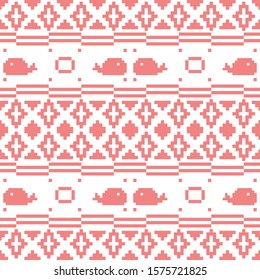 Seamless pattern created by several objects set to nordic style background