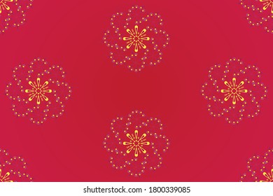 Seamless pattern created by several objects set to background, flowers art,  mandala art vector design template.