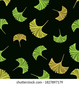 Seamless pattern created by several colors of ginkgo leaves