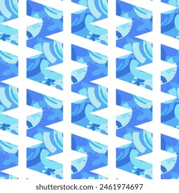 Patrón sin costuras creado a partir de Formas geométricas, manchas abstractas y texturas dibujadas a mano. Brillantes triángulos de neón. Fondo colorido