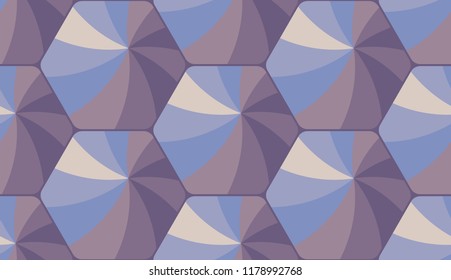 A seamless pattern created from hexagons. Color scale of the winter landscape. Suitable for celebrating New Year's holidays and Christmas.