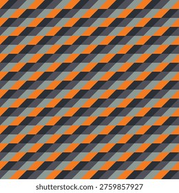 Seamless pattern created from ornage, black, dark and pale grey diamonds