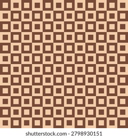 Seamless pattern created from small brown and beige squares in larger beige and brown squares