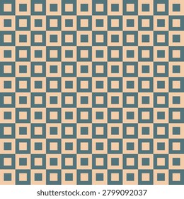 Seamless pattern created from small teal and beige squares in larger beige and teal squares