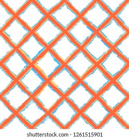 Seamless pattern created using brush strokes. Abstract background imitating freehand drawing in the form of a grid. Vector illustration EPS can be used as a graphic element for your design