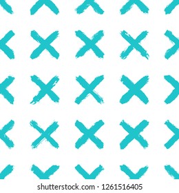 Seamless pattern created using brush strokes. Abstract background with elements in the form of a cross or a delete sign. Vector illustration EPS can be used as a graphic element for your design.