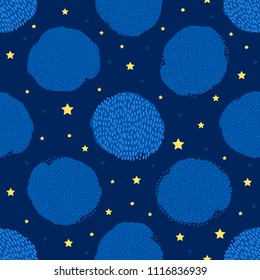 Seamless pattern with creative circles and stars. Vector illustration