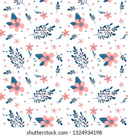 Seamless pattern with creative decorative flowers in scandinavian style. Great for fabric, textile. Vector background