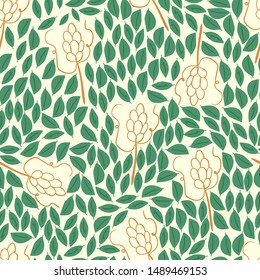 Seamless pattern with creative decorative flowers with leaves. Great for fabric, textile. Vector background