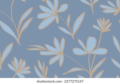 Patrón inmaculado con flores decorativas creativas al estilo escandinavo. Usando para imprimir en la pared, almohadas, decoración de los niños en el interior, ropa y camisas para bebés, tarjeta de saludo, vector y otros.