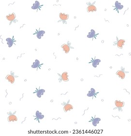 Seamless pattern with creative decorative flowers in scandinavian style. Using for print on the wall, pillows, decoration kids interior, baby wear and shirts, greeting card, vector and other.